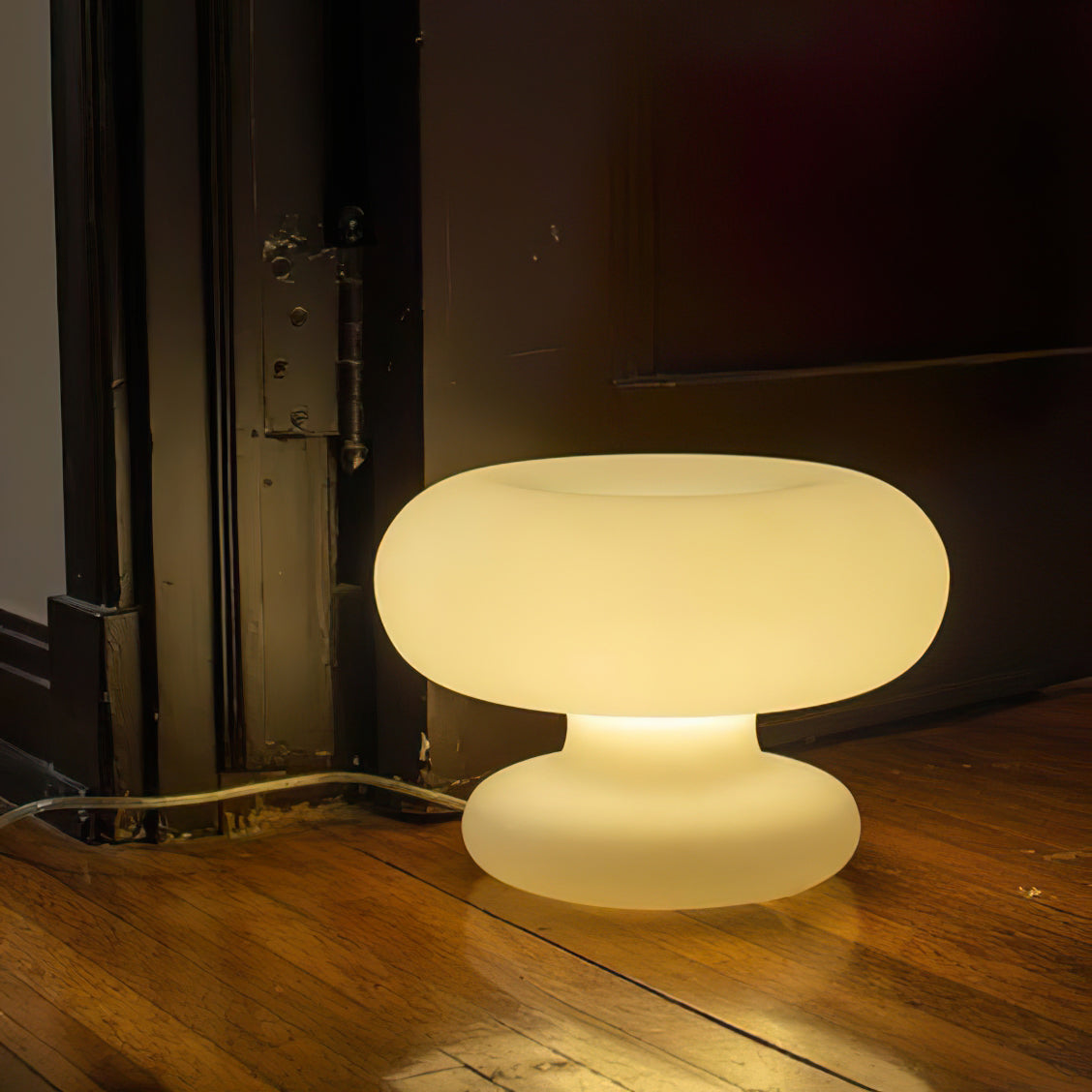 Mid-Century Donut Table Lamp with Frosted Glass Shade for Bedroom & Living Room
