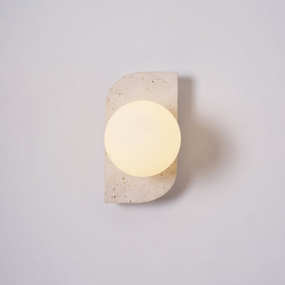 Neptune Travertine Wall Lamp - Minimalist Natural Stone Sconce Light for Bathroom & Interior Decor