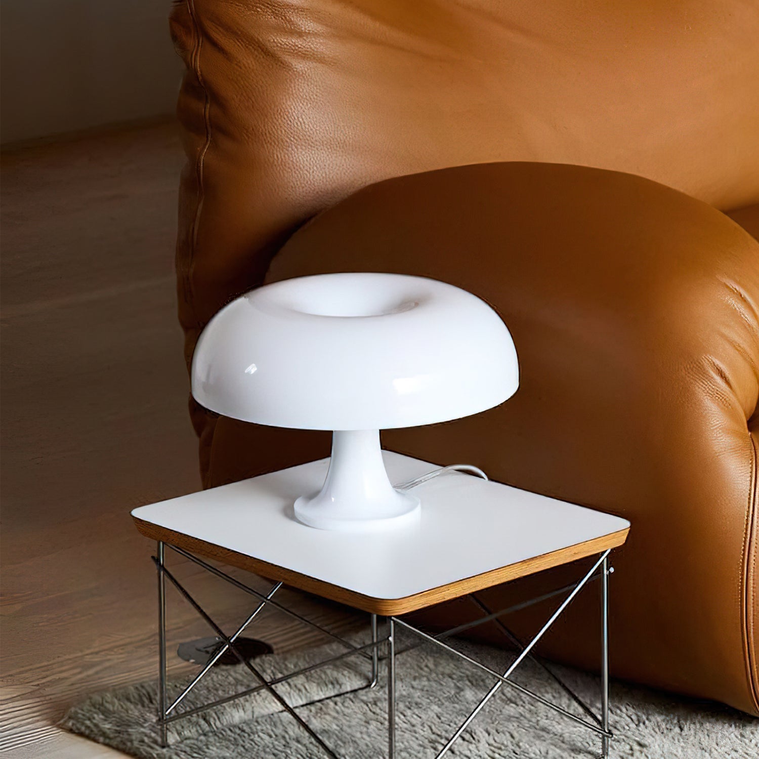 Nesso Modern Table Lamp - Iconic ABS Design in Orange and White for Living Room or Bedroom