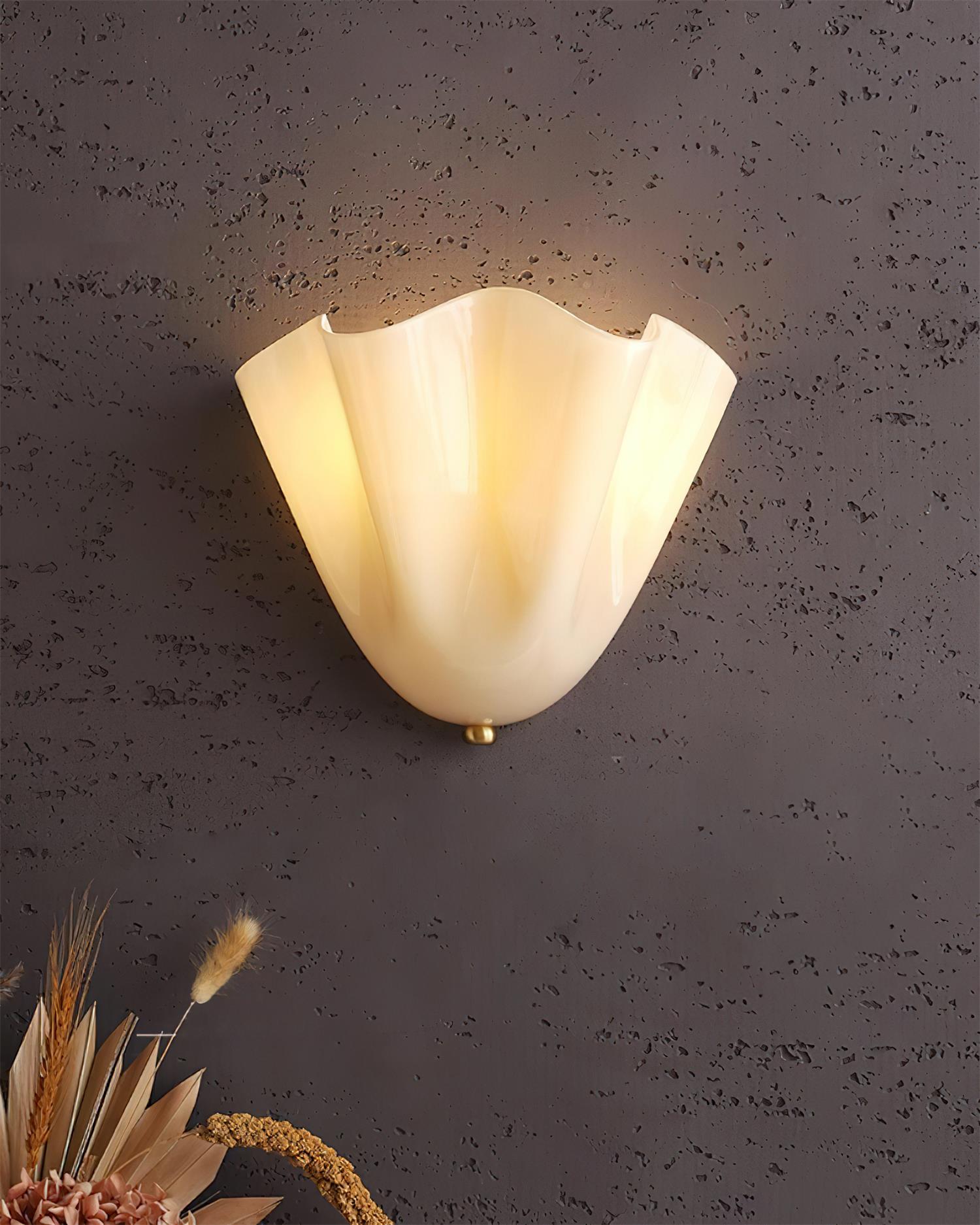 Vera Wall Lamp - Hand-Blown Glass Sconce Light with Organic Curves, Damp Rated